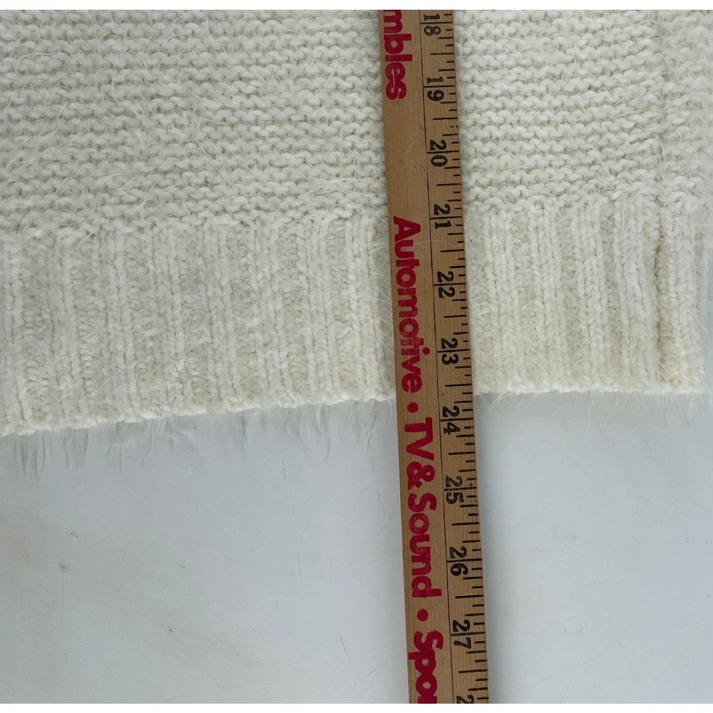 Lou & Grey Sweater Womens‎ Large Cream Ivory Fuzzy Minimalist Cozy Cottagecore